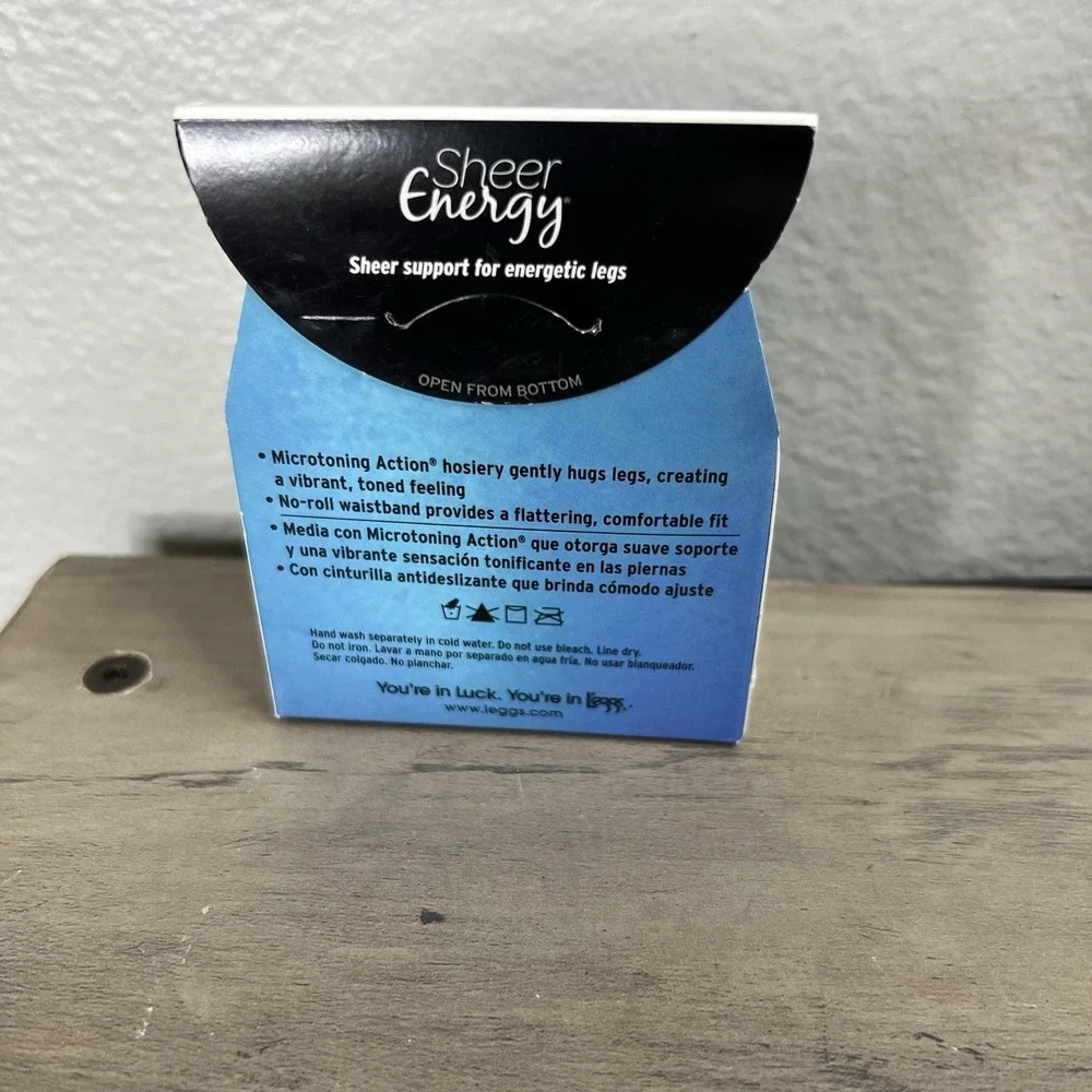 L'eggs Sheer Energy Pantyhose Off Black 92873 No-Roll Waistband Medium Support B